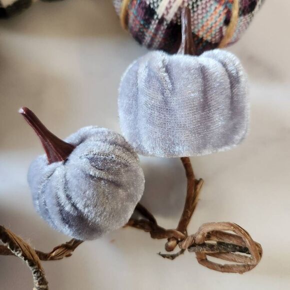 Fall Autumn pumpkin patch bundle cloth black white plaid gray velvet - Picture 4 of 6